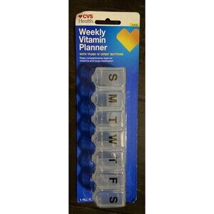 NEW CVS Weekly Vitamin Pill Box Planner Large Push Button Locking